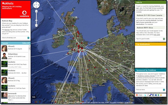 Vodafone twitter #ukhols map