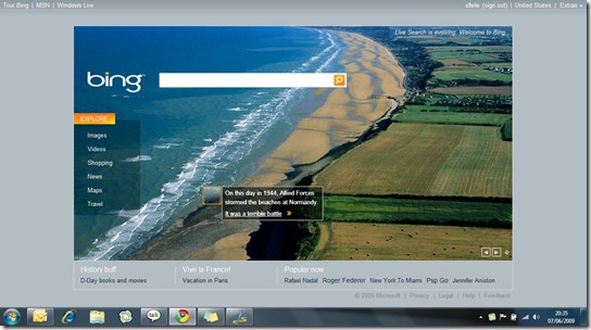 Microsoft Bing info and ads