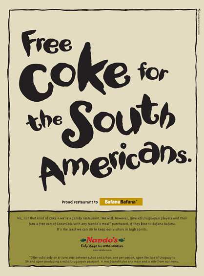 Nando&rsquo;s: Free Coke for Uruguayans