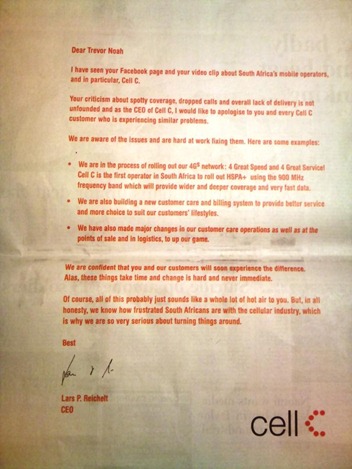 Cell C: Sunday Times Trevor Noah Apology